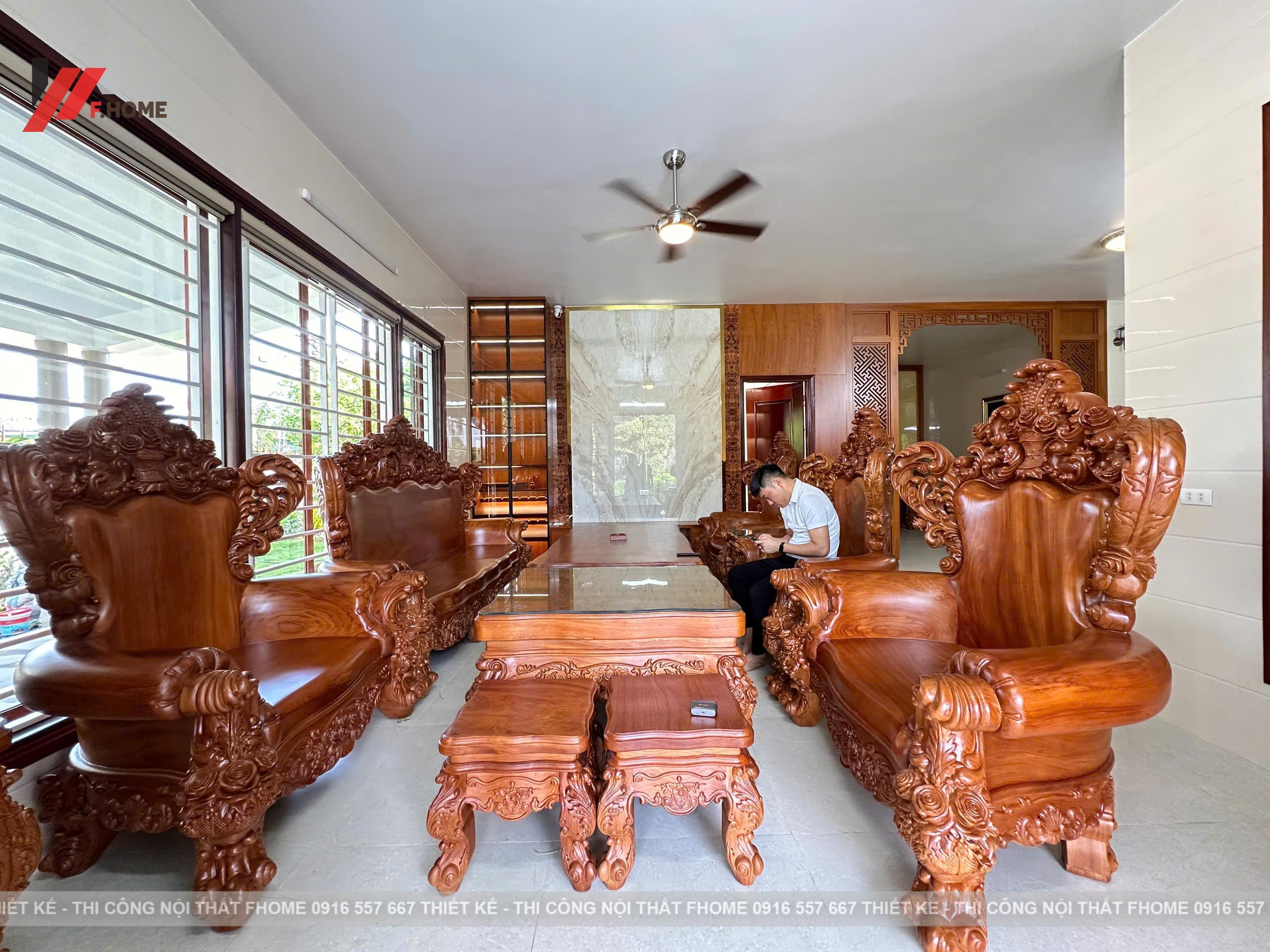 Nhà cap 4 noi that plywood phu veneer go do
