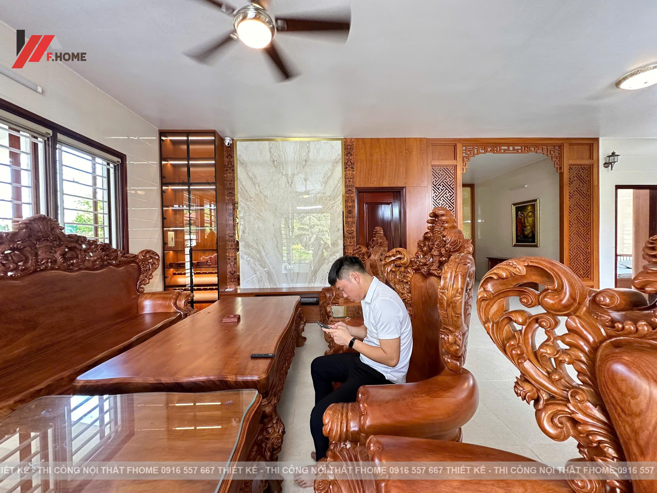 Nhà cap 4 noi that plywood phu veneer go do