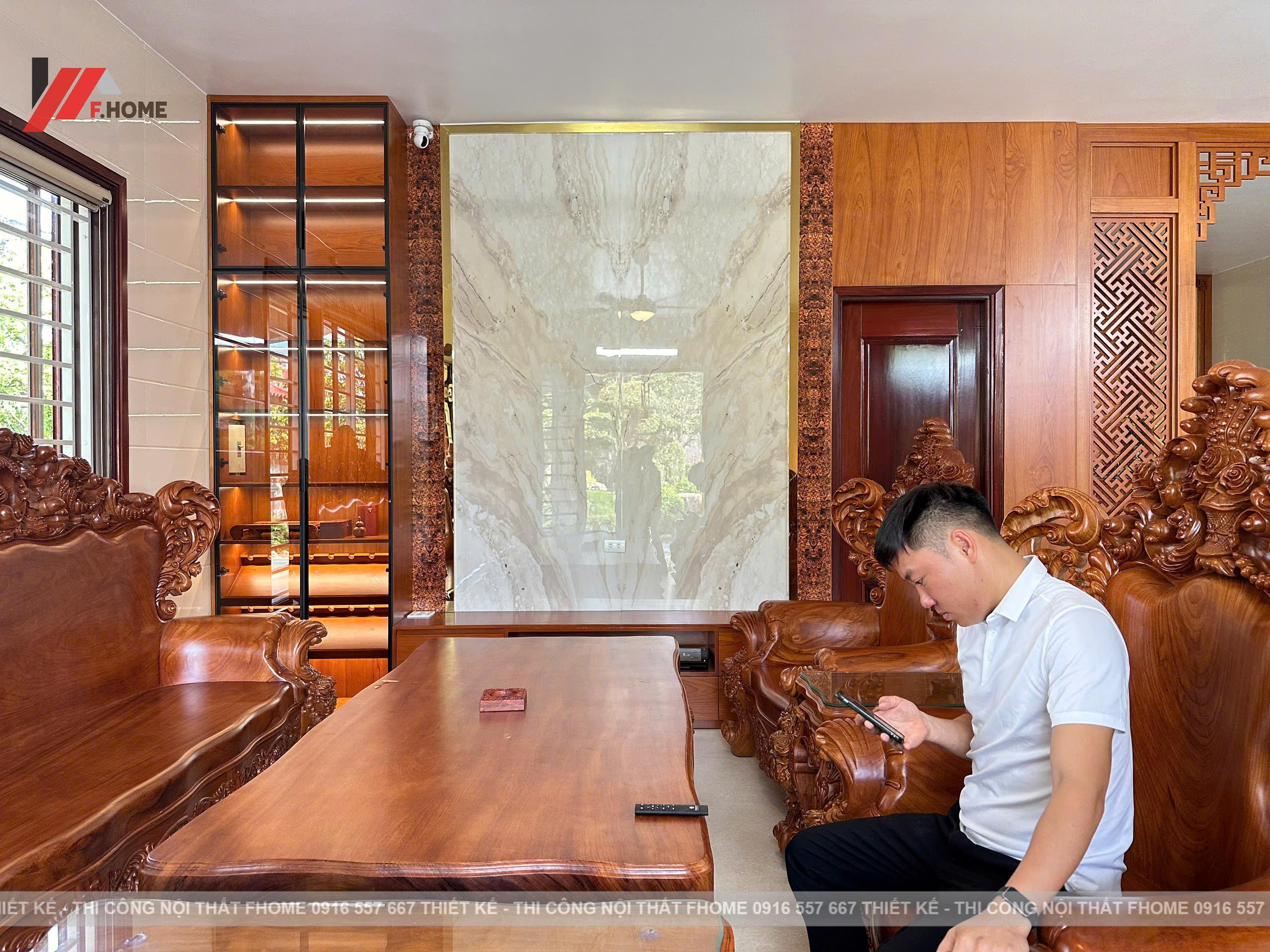 Nhà cap 4 noi that plywood phu veneer go do