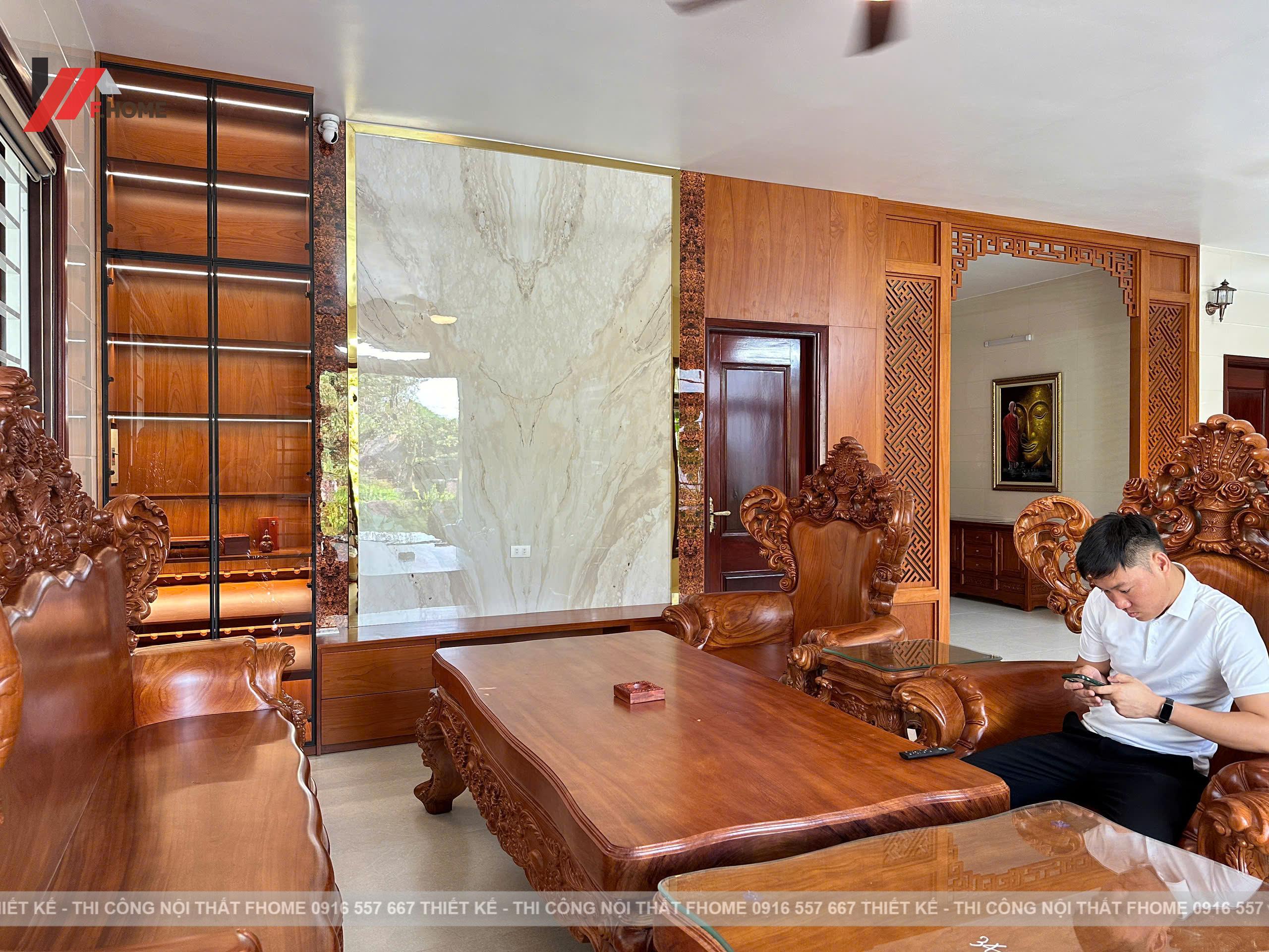 Nhà cap 4 noi that plywood phu veneer go do