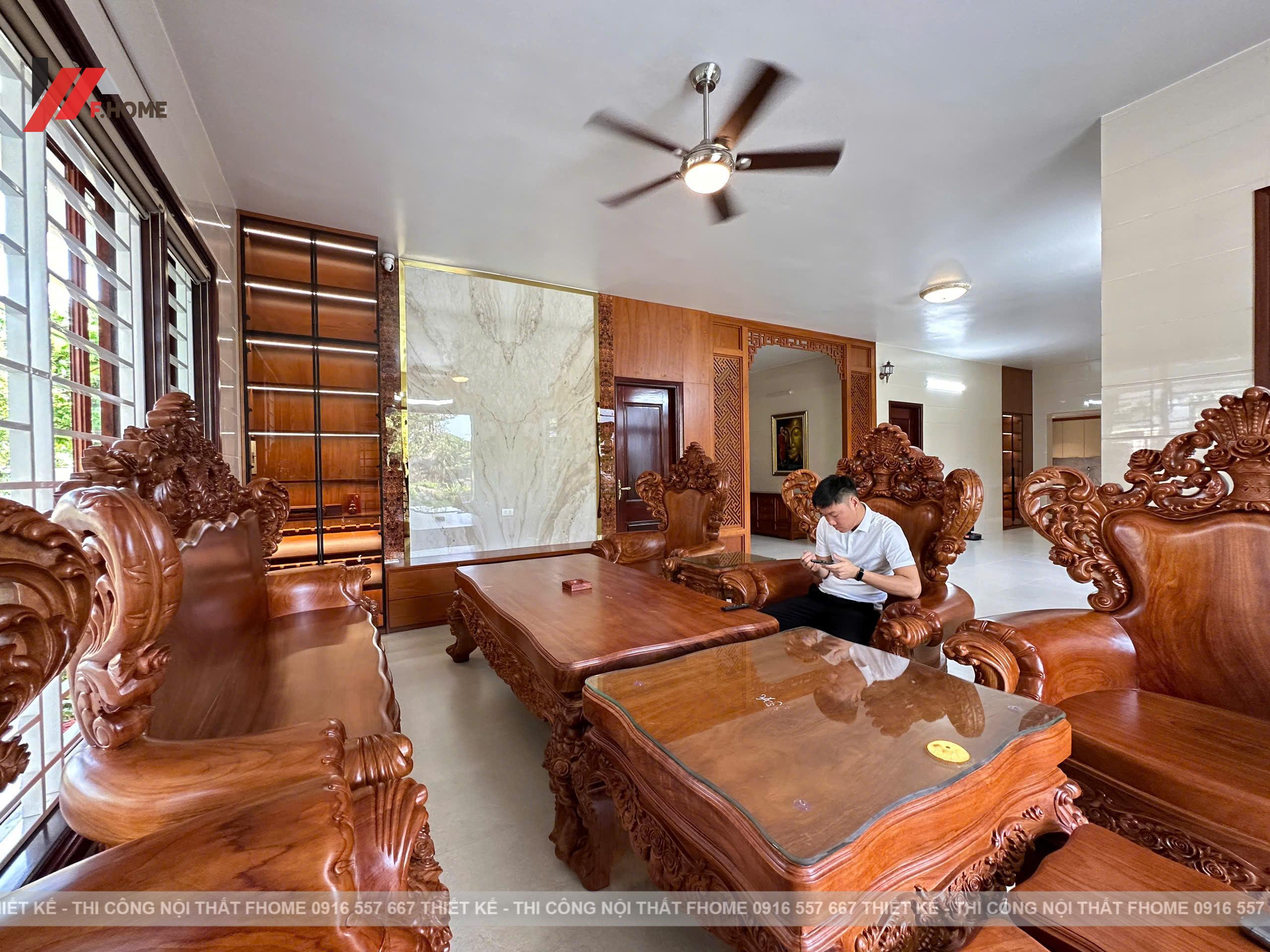 Nhà cap 4 noi that plywood phu veneer go do