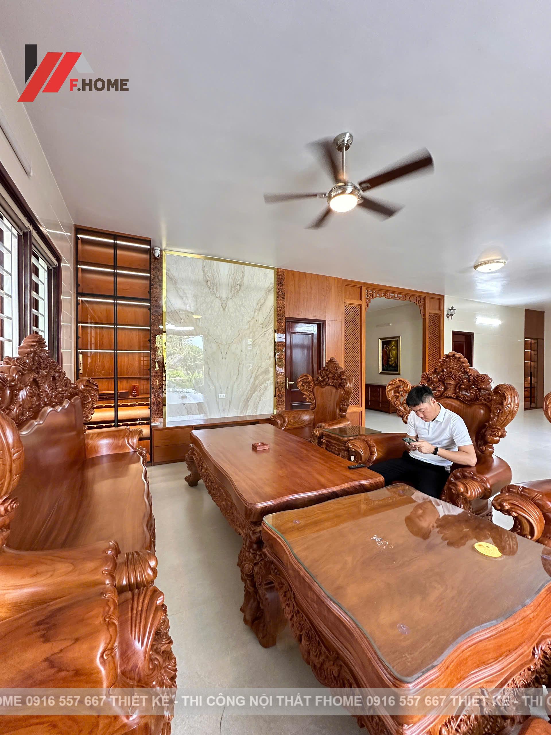 Nhà cap 4 noi that plywood phu veneer go do